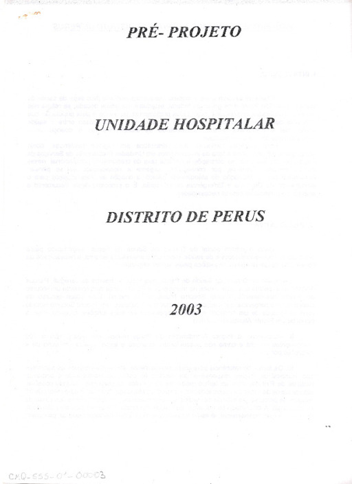 Pré-projeto Unidade Hospitalar Distrito De Perus - CMQueixadas